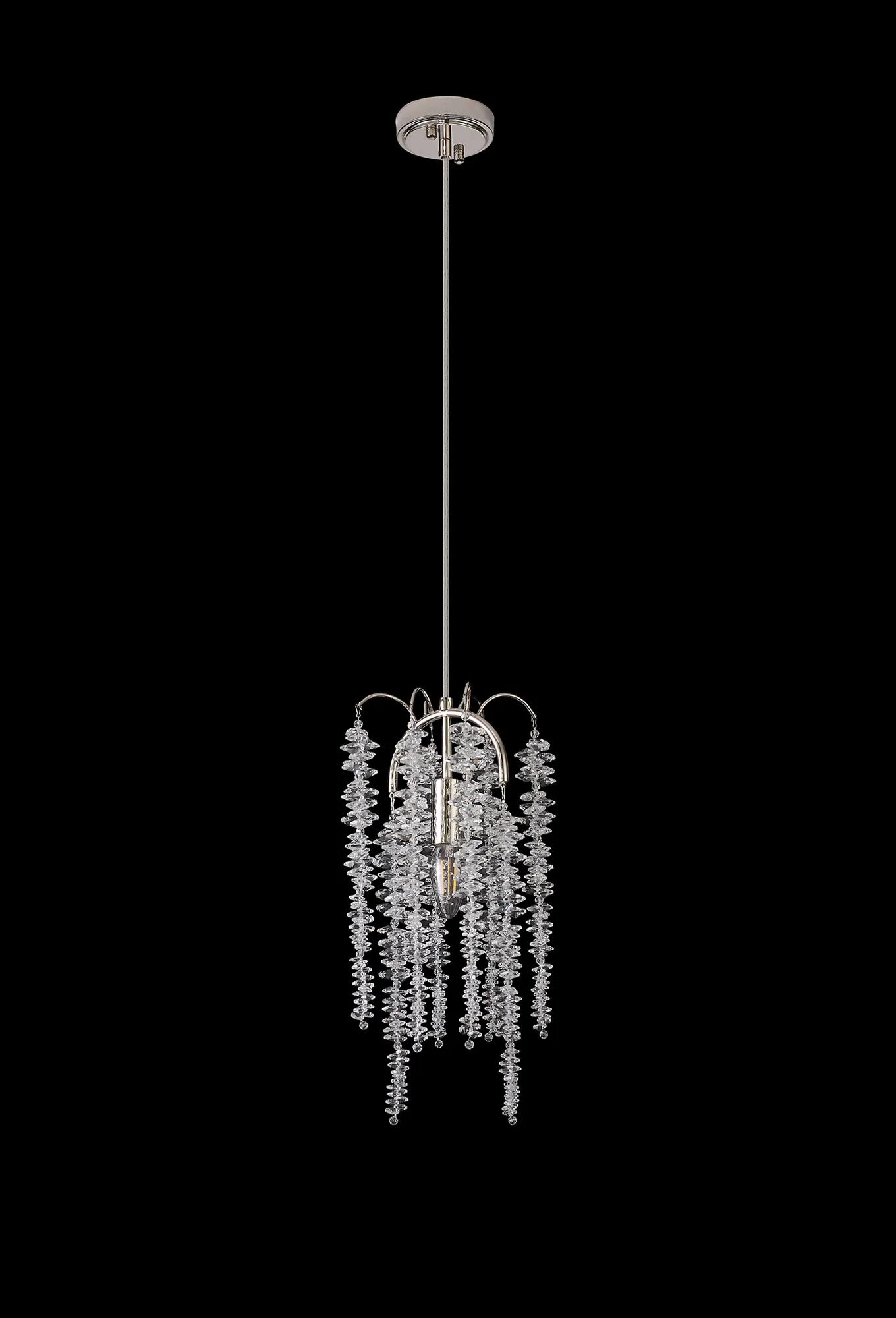 Wisteria Polished Nickel Crystal Ceiling Lights Diyas Single Crystal Pendants Wisteria Polished Nickel Crystal Ceiling Lights Diyas Single Crystal Pendants